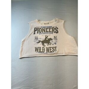 Altar'd State Top Western Stay Wild Muscle Tee Shirt Knot Sz Medium